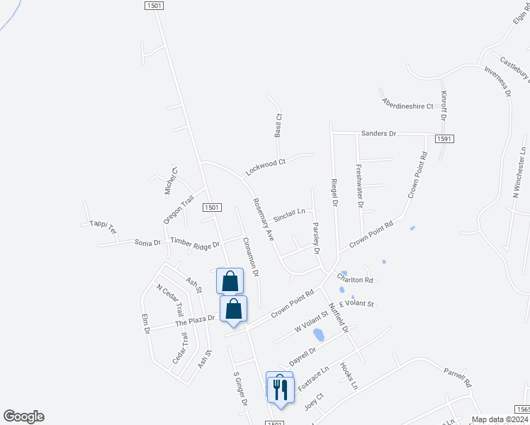 map of restaurants, bars, coffee shops, grocery stores, and more near 129 Rosemary Avenue in Hubert