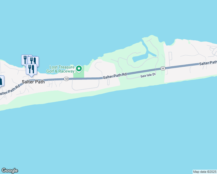 map of restaurants, bars, coffee shops, grocery stores, and more near 855 Salter Path Road in Salter Path