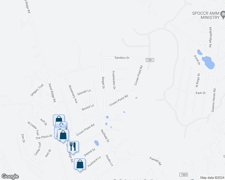 map of restaurants, bars, coffee shops, grocery stores, and more near 118 Freshwater Drive in Hubert