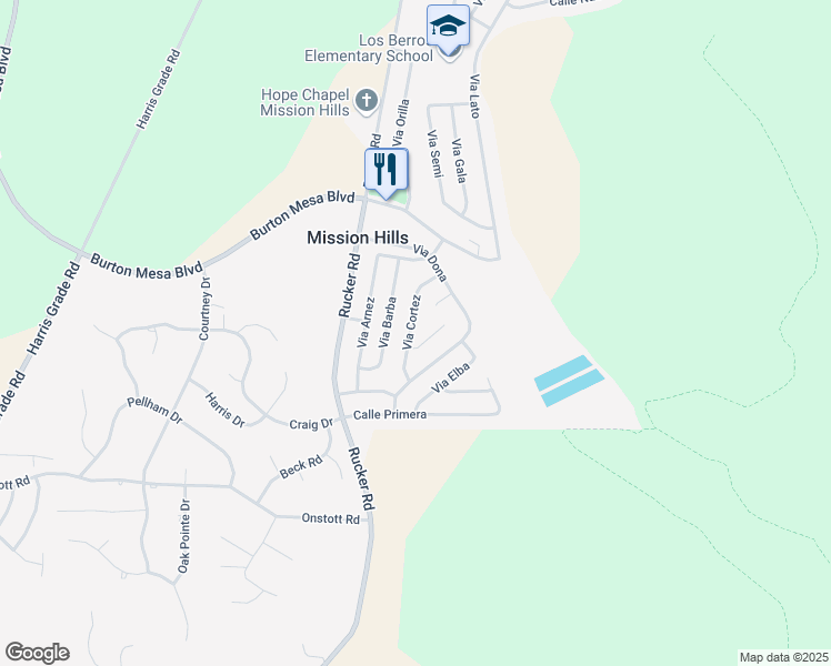 map of restaurants, bars, coffee shops, grocery stores, and more near 3396 Via Cortez in Lompoc