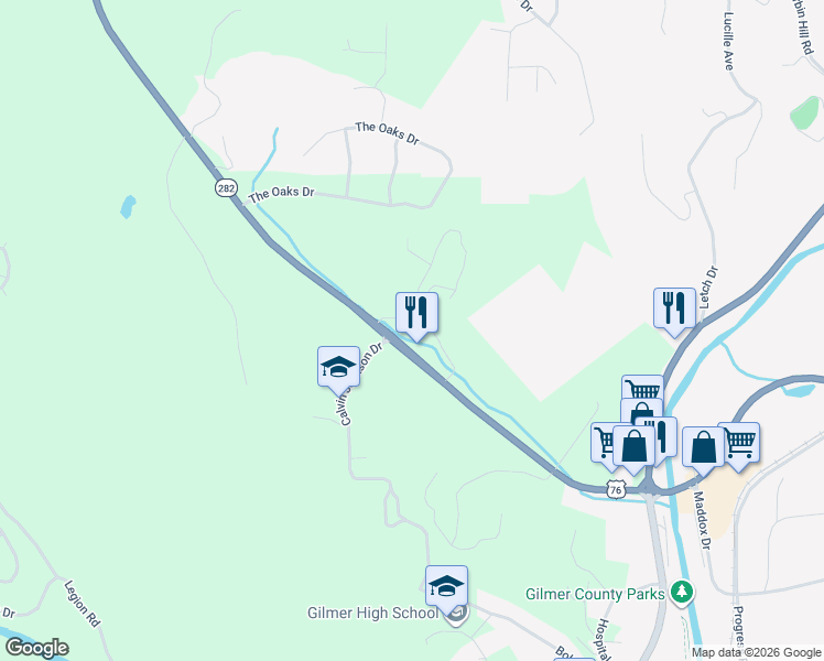 map of restaurants, bars, coffee shops, grocery stores, and more near Tails Creek Rd in Ellijay
