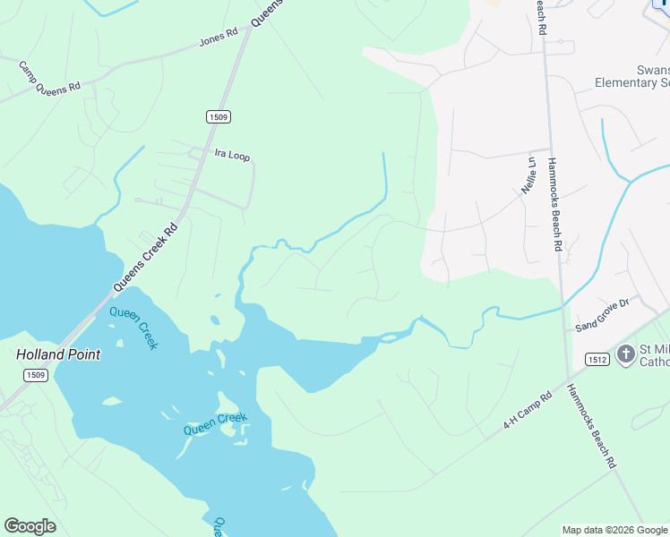 map of restaurants, bars, coffee shops, grocery stores, and more near Pine Bay Court in Swansboro