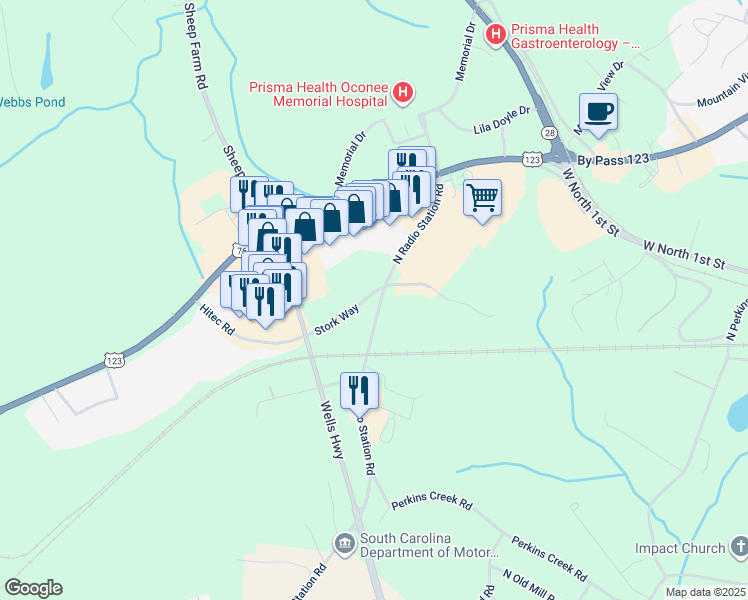map of restaurants, bars, coffee shops, grocery stores, and more near 259-299 State Road S-37-665 in Seneca