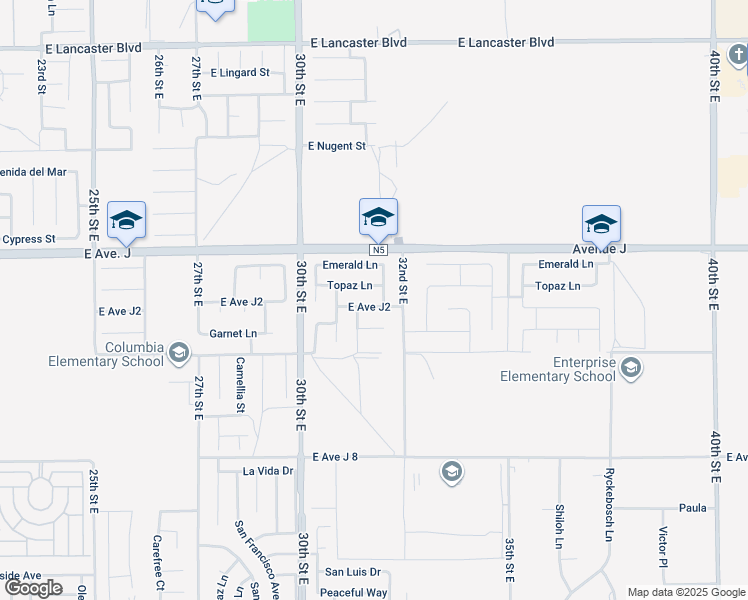 map of restaurants, bars, coffee shops, grocery stores, and more near 3129 East Avenue J2 in Lancaster