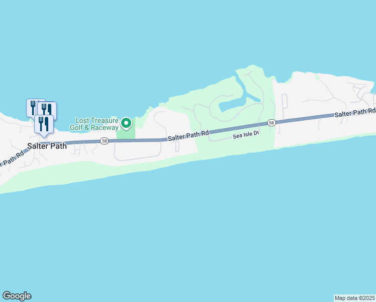 map of restaurants, bars, coffee shops, grocery stores, and more near 801 Salter Path Road in Indian Beach