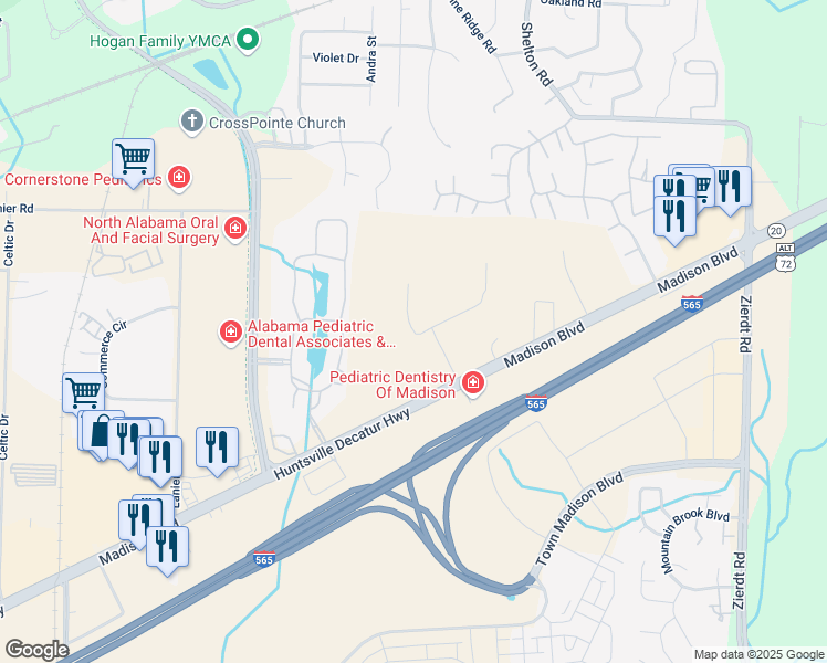 map of restaurants, bars, coffee shops, grocery stores, and more near 1038 Research Boulevard in Madison