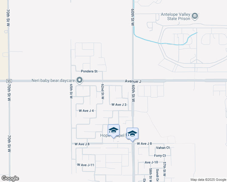 map of restaurants, bars, coffee shops, grocery stores, and more near 44329 Hazel Court in Lancaster