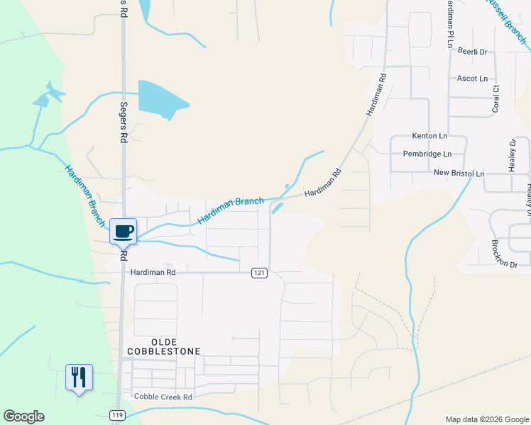 map of restaurants, bars, coffee shops, grocery stores, and more near 29282 Hardiman Road in Madison