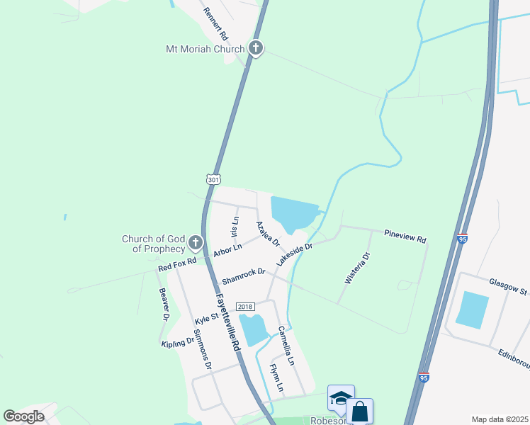 map of restaurants, bars, coffee shops, grocery stores, and more near 5604 Azalea Drive in Lumberton