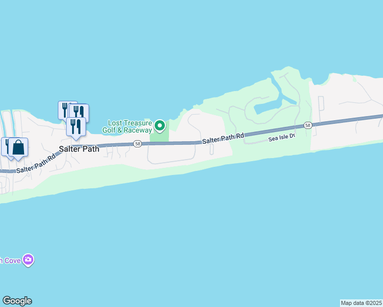 map of restaurants, bars, coffee shops, grocery stores, and more near 114 Hoffman Beach Road in Atlantic Beach