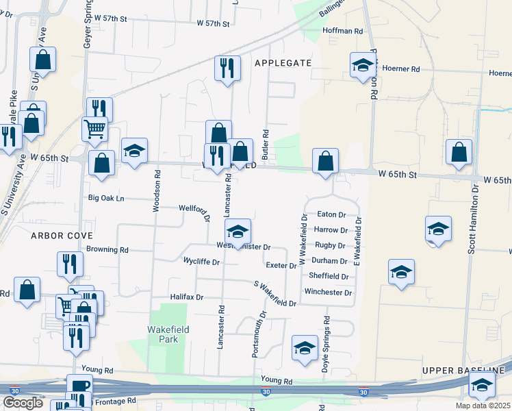 map of restaurants, bars, coffee shops, grocery stores, and more near 24 Daven Court in Little Rock