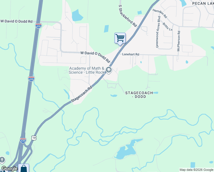 map of restaurants, bars, coffee shops, grocery stores, and more near 6602 Arkansas 5 in Little Rock