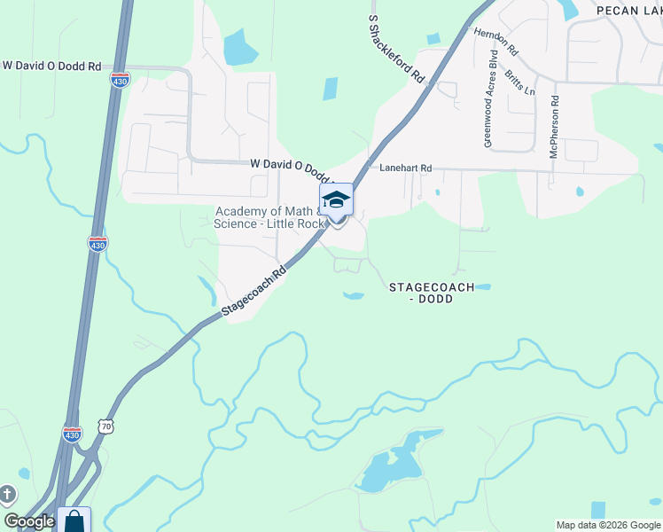map of restaurants, bars, coffee shops, grocery stores, and more near 6602 Arkansas 5 in Little Rock