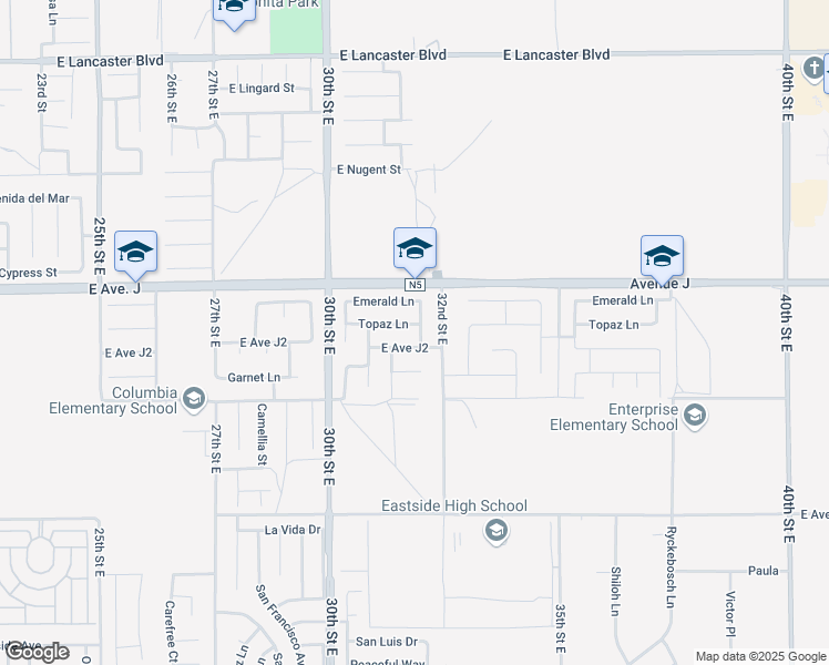 map of restaurants, bars, coffee shops, grocery stores, and more near 3136 Topaz Lane in Lancaster