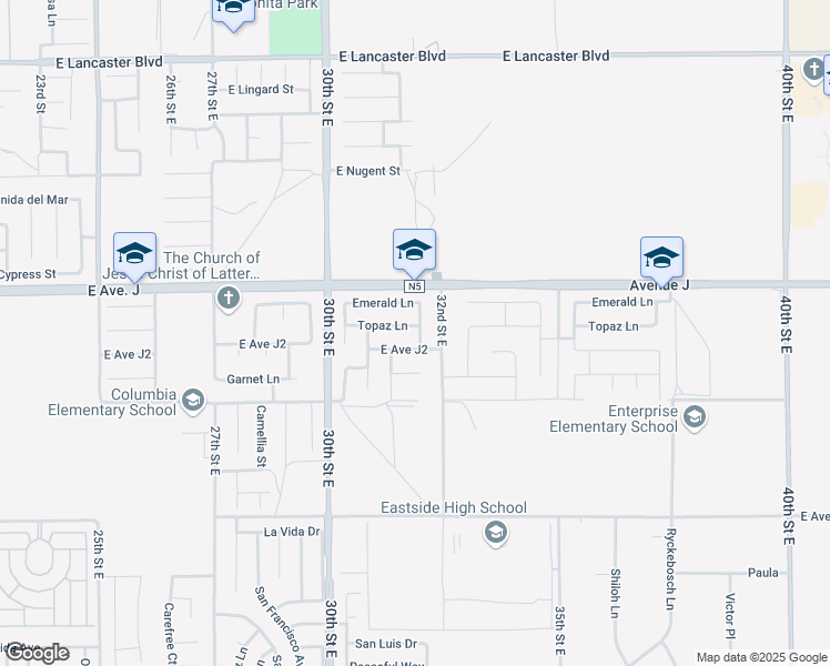 map of restaurants, bars, coffee shops, grocery stores, and more near 3136 Topaz Lane in Lancaster