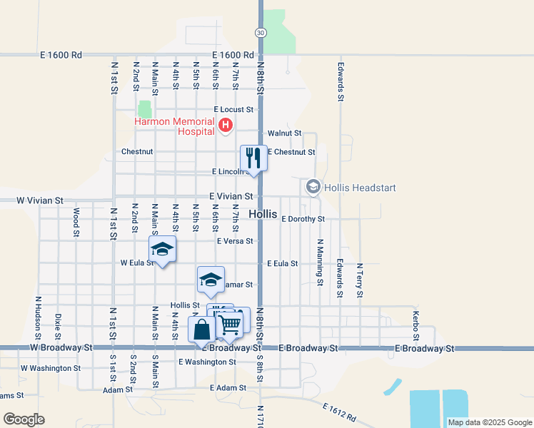 map of restaurants, bars, coffee shops, grocery stores, and more near in Hollis