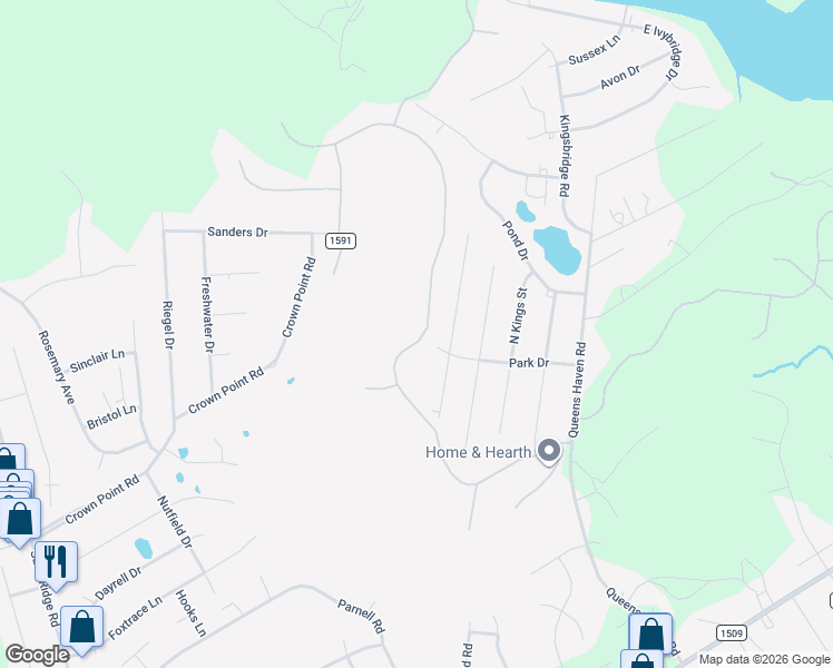 map of restaurants, bars, coffee shops, grocery stores, and more near 241 Inverness Drive in Hubert