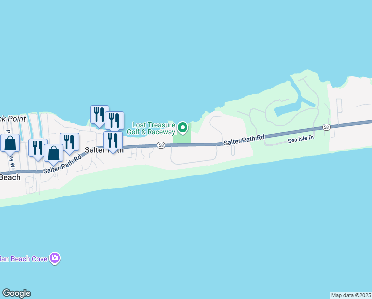 map of restaurants, bars, coffee shops, grocery stores, and more near 963 Salter Path Road in Atlantic Beach