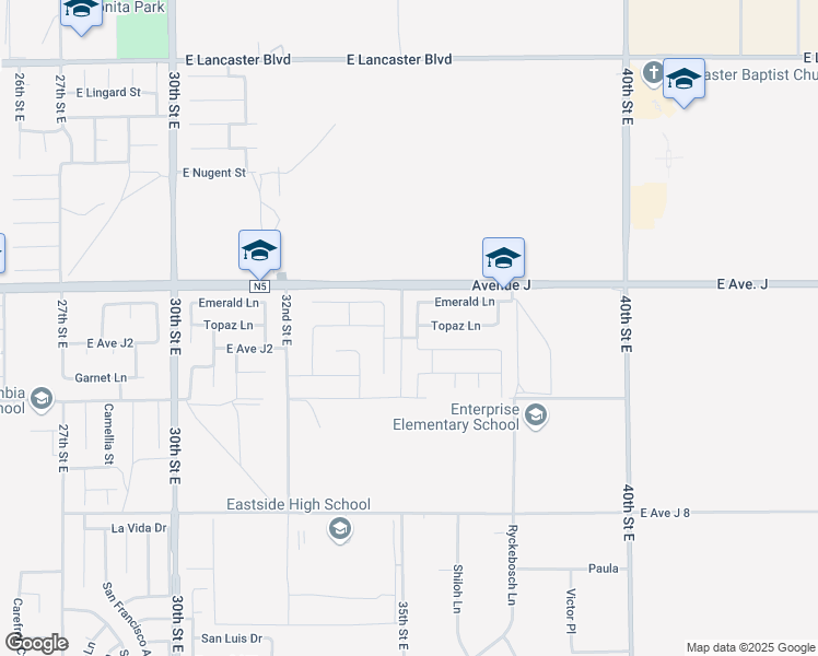 map of restaurants, bars, coffee shops, grocery stores, and more near 44315 Stadium Court in Lancaster