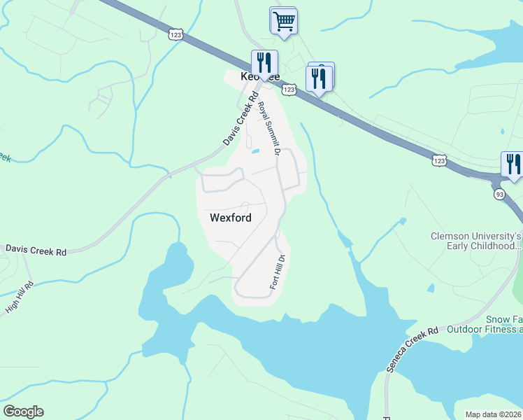 map of restaurants, bars, coffee shops, grocery stores, and more near 15045 Beacon Ridge Drive in Seneca