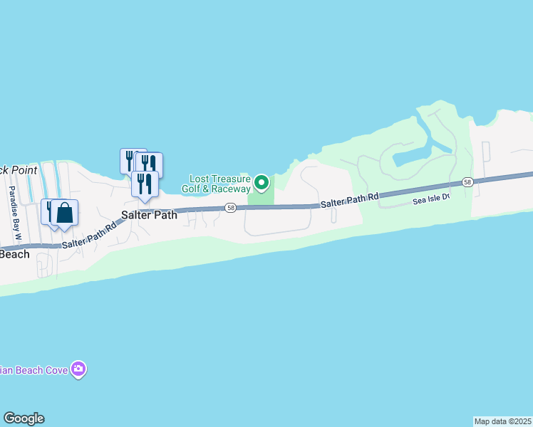 map of restaurants, bars, coffee shops, grocery stores, and more near 963 Salter Path Road in Atlantic Beach