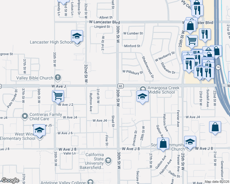 map of restaurants, bars, coffee shops, grocery stores, and more near 2837 Legends Way in Lancaster