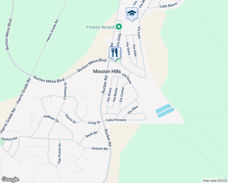 map of restaurants, bars, coffee shops, grocery stores, and more near 3428 Via Arnez in Lompoc