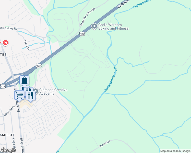 map of restaurants, bars, coffee shops, grocery stores, and more near in Clemson