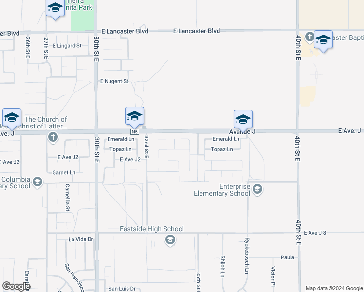 map of restaurants, bars, coffee shops, grocery stores, and more near 3323 Topaz Lane in Lancaster