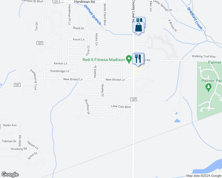 map of restaurants, bars, coffee shops, grocery stores, and more near 210 Grantham Circle in Madison