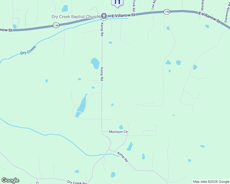 map of restaurants, bars, coffee shops, grocery stores, and more near 597 Kemp Road in LaFayette