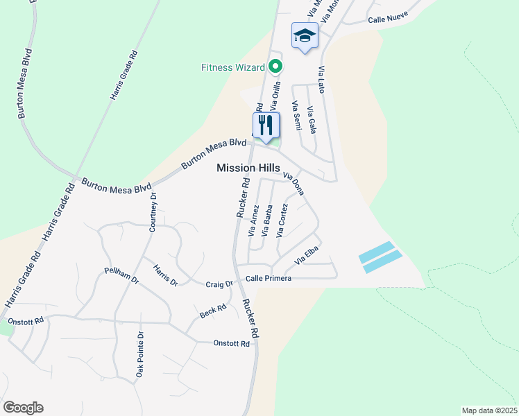 map of restaurants, bars, coffee shops, grocery stores, and more near 3428 Via Arnez in Lompoc