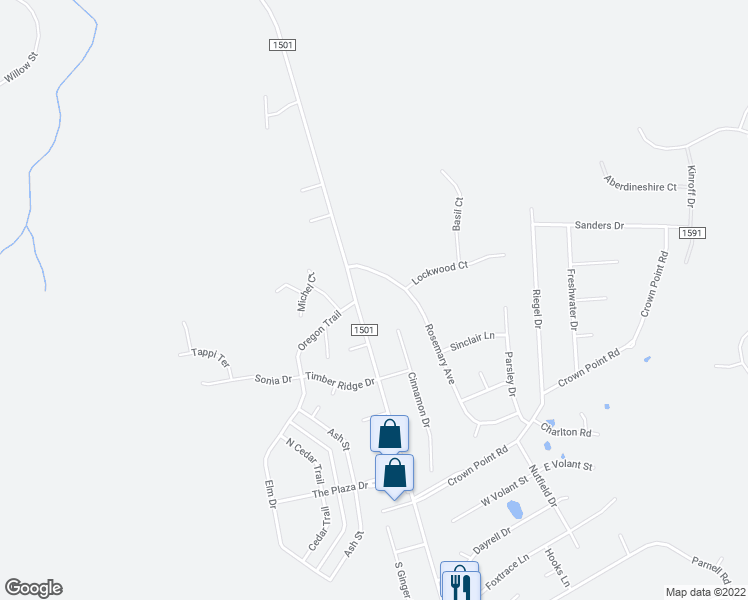 map of restaurants, bars, coffee shops, grocery stores, and more near 469 Sandridge Road in Hubert