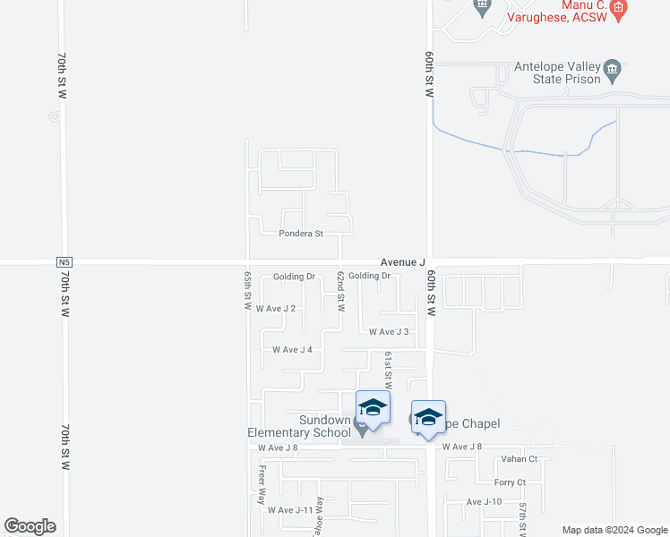 map of restaurants, bars, coffee shops, grocery stores, and more near 44333 62nd Street in Lancaster