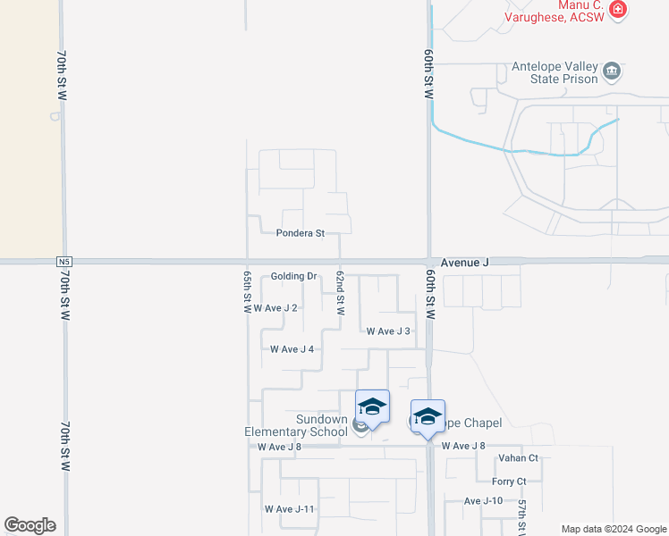 map of restaurants, bars, coffee shops, grocery stores, and more near 44333 62nd Street in Lancaster