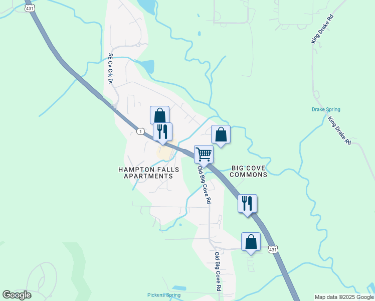 map of restaurants, bars, coffee shops, grocery stores, and more near 5649 U.S. 431 in Brownsboro