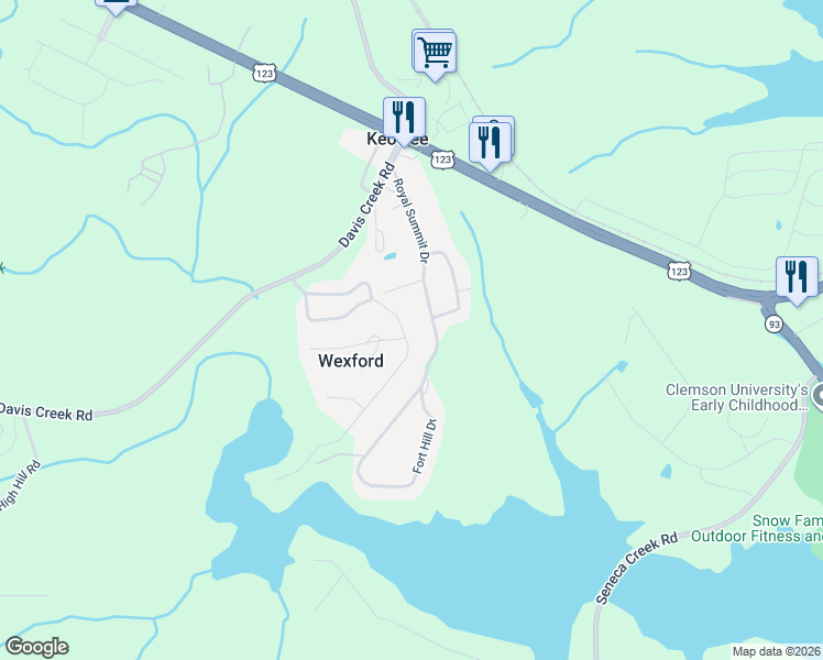 map of restaurants, bars, coffee shops, grocery stores, and more near 15045 Beacon Ridge Drive in Seneca