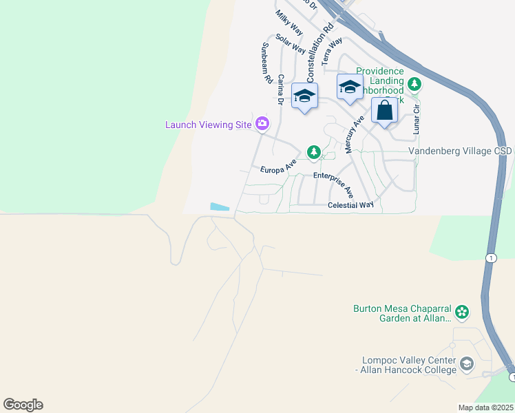 map of restaurants, bars, coffee shops, grocery stores, and more near 4042 Sagan Circle in Lompoc
