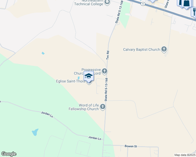 map of restaurants, bars, coffee shops, grocery stores, and more near 34 Dan Lane in Cheraw