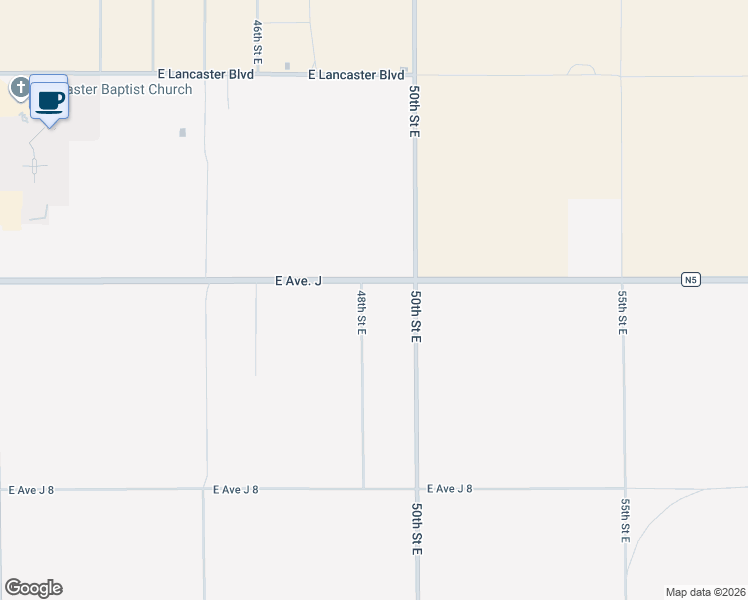 map of restaurants, bars, coffee shops, grocery stores, and more near Avenue J in Lancaster