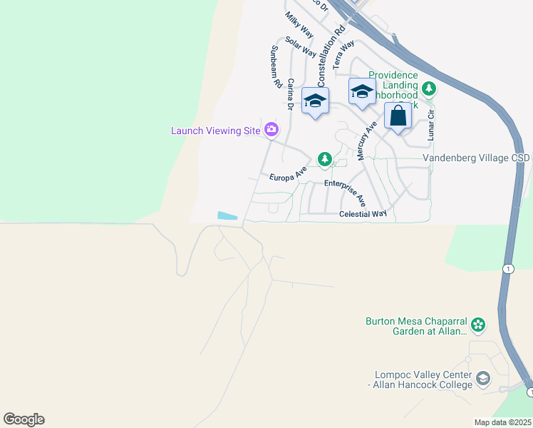 map of restaurants, bars, coffee shops, grocery stores, and more near 4042 Sagan Circle in Lompoc