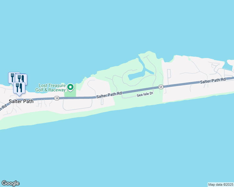 map of restaurants, bars, coffee shops, grocery stores, and more near 403 Sea Isle W Dr in Indian Beach