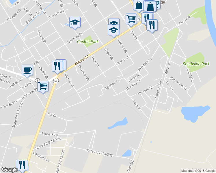 map of restaurants, bars, coffee shops, grocery stores, and more near 25 Agerton Street in Cheraw