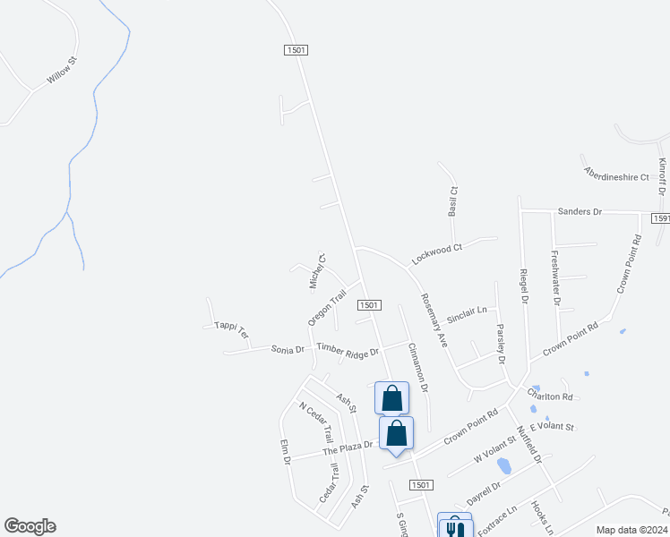 map of restaurants, bars, coffee shops, grocery stores, and more near 102 Marina Leigh Drive in Hubert