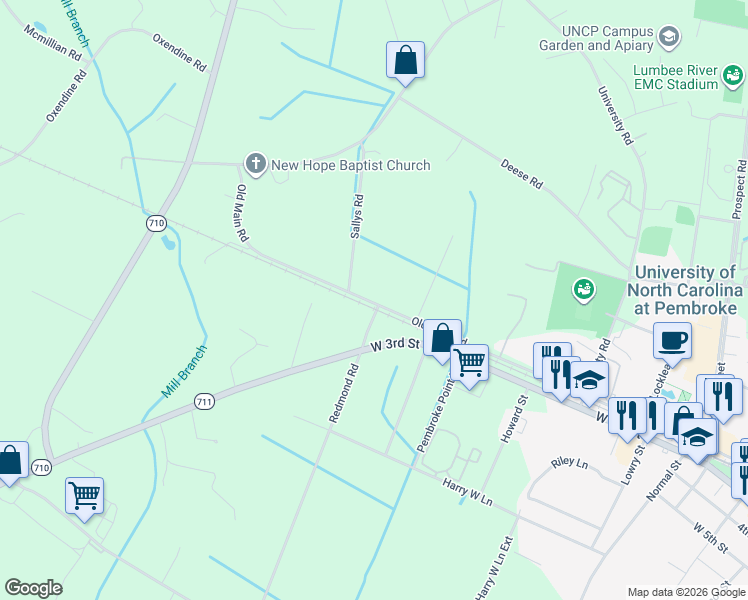 map of restaurants, bars, coffee shops, grocery stores, and more near 820 Redmond Road in Pembroke