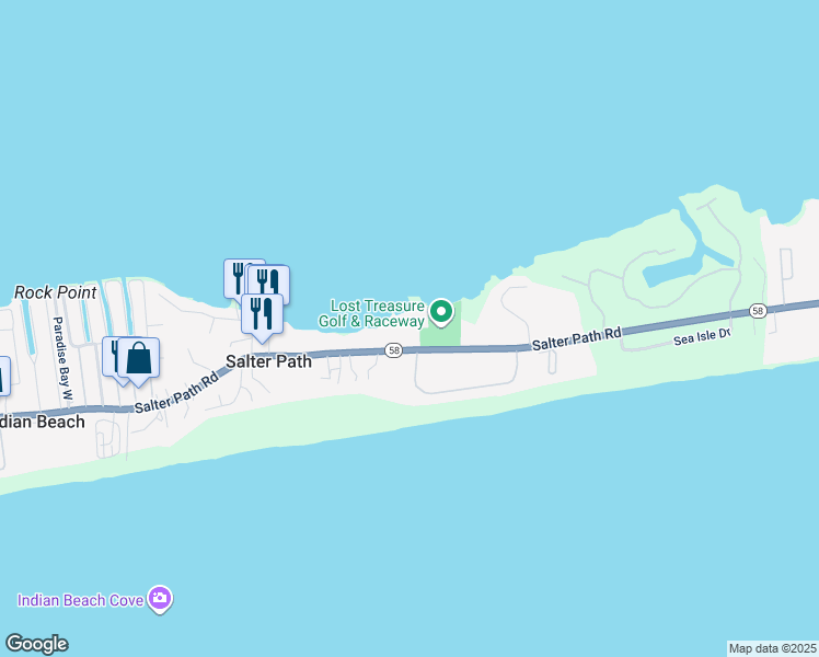 map of restaurants, bars, coffee shops, grocery stores, and more near 1010 Salter Path Road in Atlantic Beach