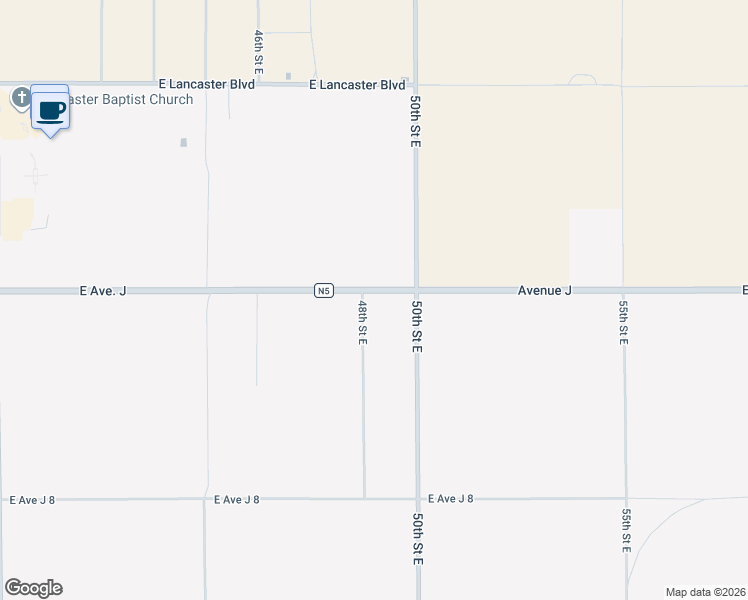 map of restaurants, bars, coffee shops, grocery stores, and more near 4800 East Avenue J in Lancaster