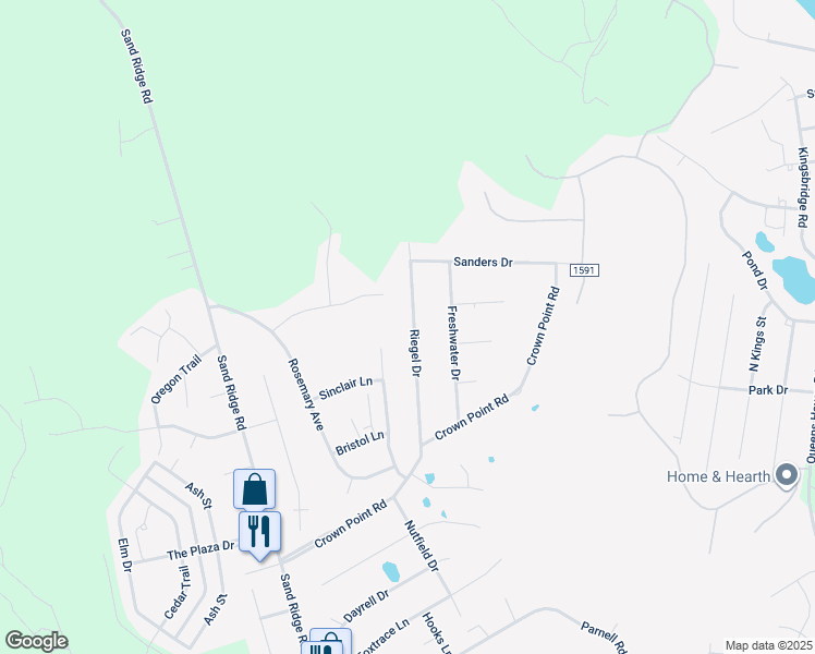 map of restaurants, bars, coffee shops, grocery stores, and more near 46 Riegel Drive in Hubert
