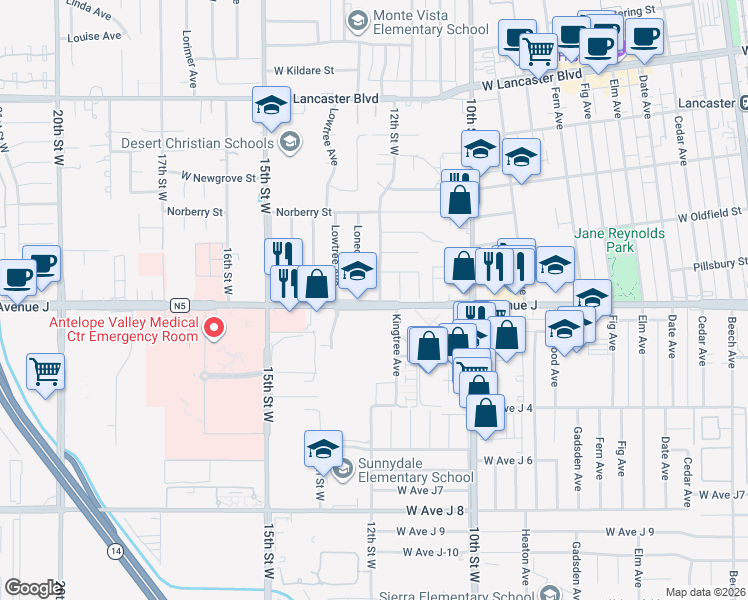 map of restaurants, bars, coffee shops, grocery stores, and more near in Lancaster