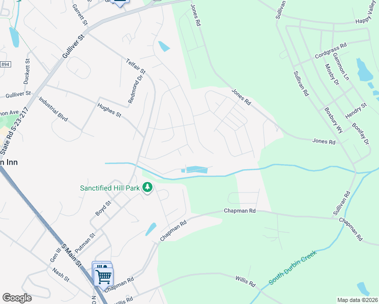 map of restaurants, bars, coffee shops, grocery stores, and more near 206 James Jackson Drive in Fountain Inn